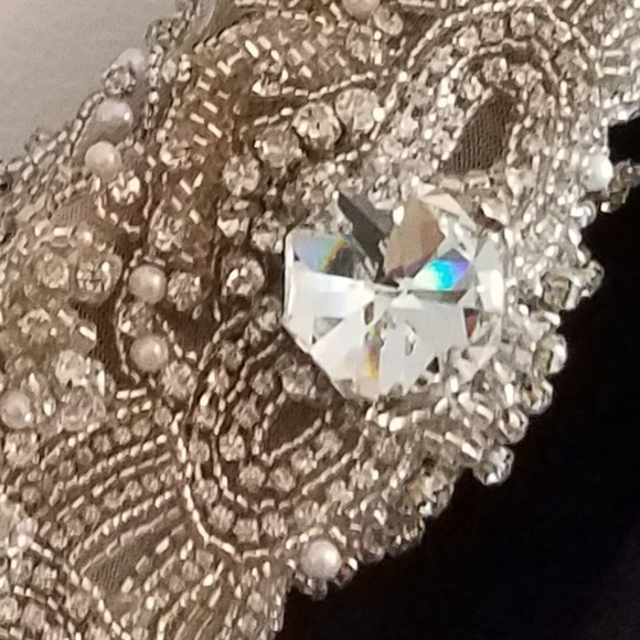 Tarik Ediz Couture Crystal Embellished Gown with Adjustable Train, Worn 1 Time! - Picture 4 of 7